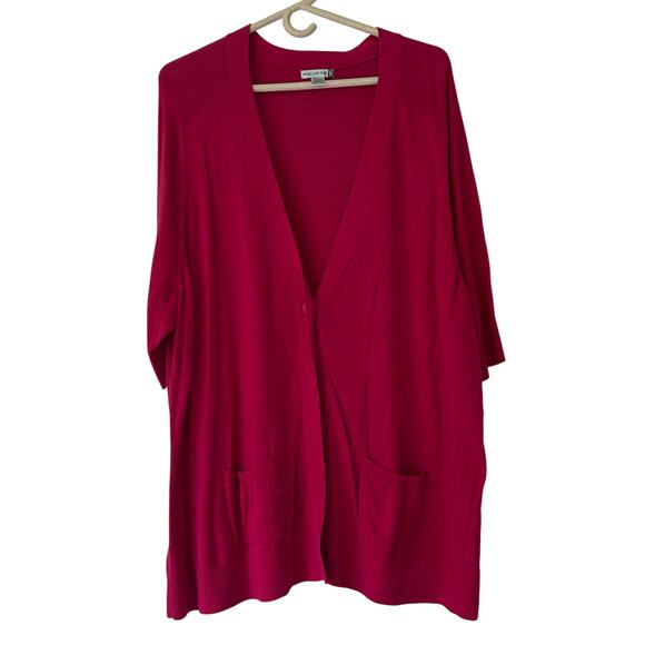 New Willow bay short sleeve button up knit cardigan sweater lightweight pink 4X - Picture 1 of 11